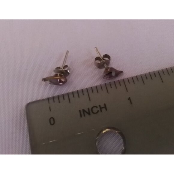 Vintage Teardrop Purple Amethyst Stud Earrings - Picture 4 of 5